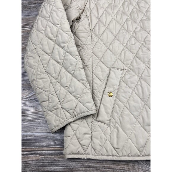 Lands End Jacket Women XL Coat Diamond Quilted Beige Lightweight Classic Casual - Picture 3 of 16